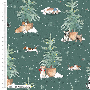 Pattern Christmas Mans best friend - among snow