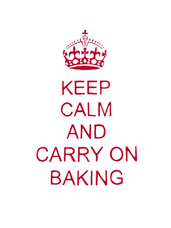 Embroidery Large - Keep Calm and Carry on Baking - Red