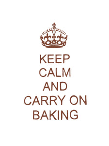 Embroidery Large - Keep Calm and Carry on Baking - Brown