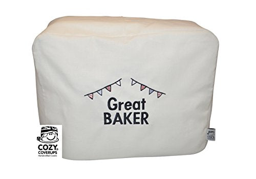 CozyCoverUpFood Mixer Dust Cover for Kenwood Chef Classic Cream Embroidered GREAT BAKER! (Chef Classic/Premier Kitchen Machine 4.6 Litre/A701 KM330 KM331 KM332 KM333 KM334 KM553 KM336 KM337 KM338 KM339 KM340 KVC3100W KVC3100S KVC3110S)