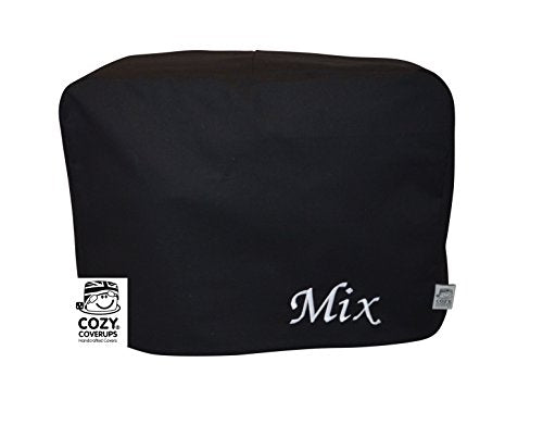 CozycoverupDust Cover for Food Mixer in Black 'Mix' Embroidered (Kitchenaid Artisan 6.9L 6QT)