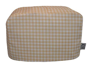 CozycoverupDust Cover for Toaster in Beige Gingham (2 Slice Long Slot 20cm(h) x 20cm(d) x 40cm(l))