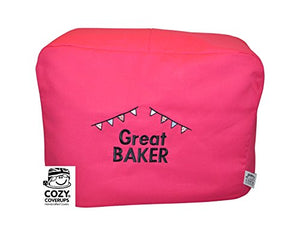 CozyCoverUpFood Mixer Dust Cover for Kenwood Chef Classic Hot Pink Embroidered GREAT BAKER! (Chef Classic/Premier Kitchen Machine 4.6 Litre/A701 KM330 KM331 KM332 KM333 KM334 KM553 KM336 KM337 KM338 KM339 KM340 KVC3100W KVC3100S KVC3110S)