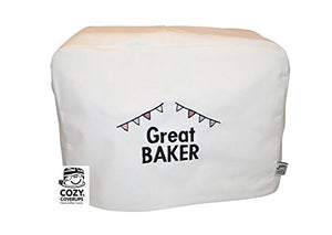 CozyCoverUpFood Mixer Dust Cover for Kenwood Chef Classic White Embroidered GREAT BAKER! (Chef Classic/Premier Kitchen Machine 4.6 Litre/A701 KM330 KM331 KM332 KM333 KM334 KM553 KM336 KM337 KM338 KM339 KM340 KVC3100W KVC3100S KVC3110S)