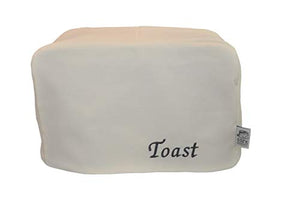 CozycoverupToaster Cover Cream Embroidered 'Toast' (4 Slice Standard 20cm(h) x 24cm(d) x 30cm(l))