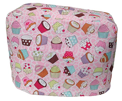 Kitchenaid Artisan CozyCoverUpFood Mixer Cover Pink Cupcakes Cotton, Handmade in The UK and Fully Lined