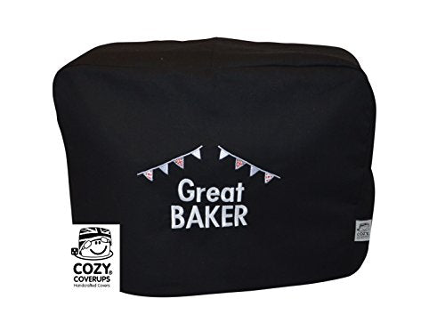 CozyCoverUpFood Mixer Dust Cover for Kenwood Chef Classic Black Embroidered GREAT BAKER! (Chef Classic/Premier Kitchen Machine 4.6 Litre/A701 KM330 KM331 KM332 KM333 KM334 KM553 KM336 KM337 KM338 KM339 KM340 KVC3100W KVC3100S KVC3110S)