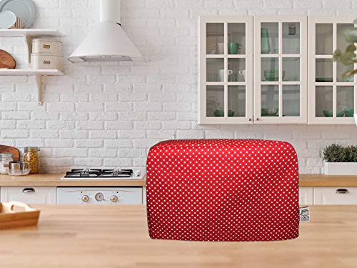 CozycoverupDust Cover for Toaster in Red Spot (4 Slice Standard 20cm(h) x 24cm(d) x 30cm(l))