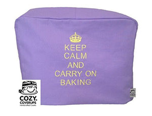 Kenwood Chef Lavender CozyCoverUpFood Mixer Cover "KEEP CALM AND CARRY ON BAKING" Yellow Embroidered Cotton (Chef Classic/Premier Kitchen Machine 4.6 Litre/A701 KM331 KM332 KM333 KM334 KM553 KM336 KM337 KM338 KM339 KM340 KVC3100W KVC3100S KVC3110S )