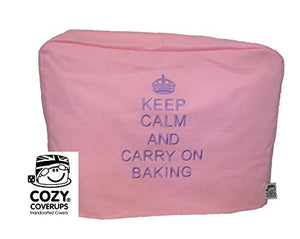 CozyCoverUp� for Kenwood Chef Classic Food Mixer Pink Food Mixer Cover"Keep Calm and Carry ON Baking" Lavender Embroidered Cotton