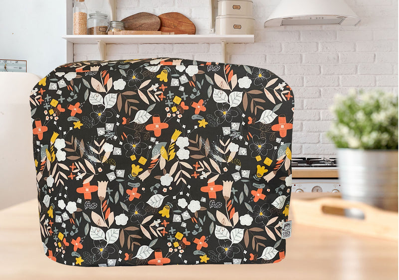 CozyCoverUp Dust Cover for Food Mixer in Abstract Black Floral (Kitchenaid Classic 4.3L 5K45SS)