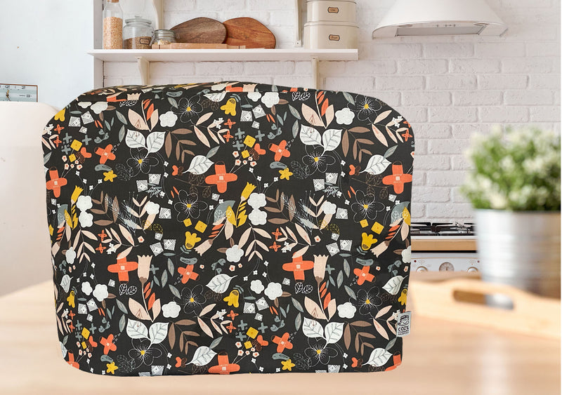 CozyCoverUp Dust Cover for Food Mixer in Black abstract floral (Breville Twin Hand and Stand SHM2 VFP026)